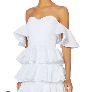 Caroline Constas White Strapless Sundress Off-the-Shoulder